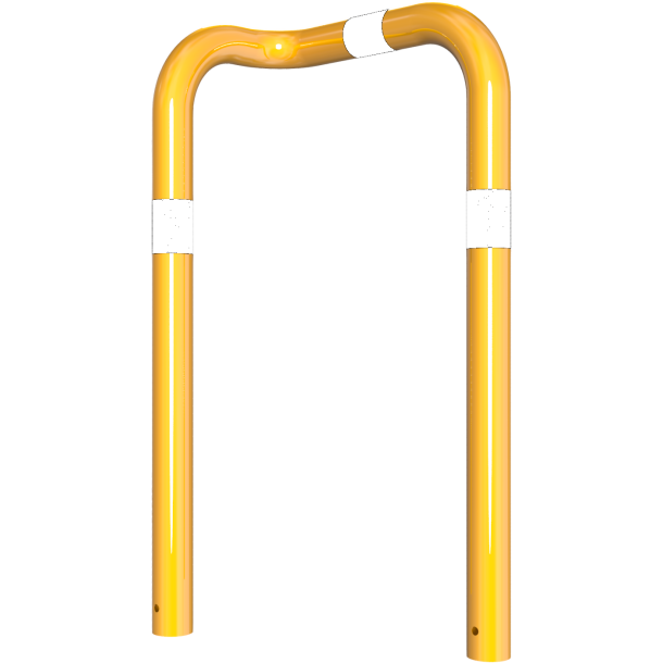 Anti-nudge hoop 90 | one sided- deep version | steel tube  76 mm | yellow / black | one-sided, left | height above ground: 650 mm | for casting in concrete